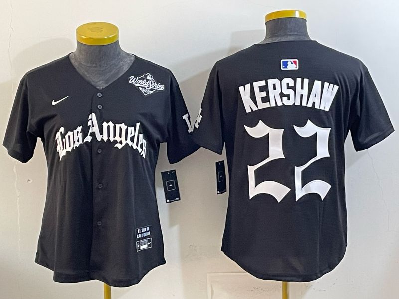 Women Los Angeles Dodgers #22 Kershaw Black 5th Jointly Name 2026 Nike MLB Jersey style 08->women mlb jersey->Women Jersey